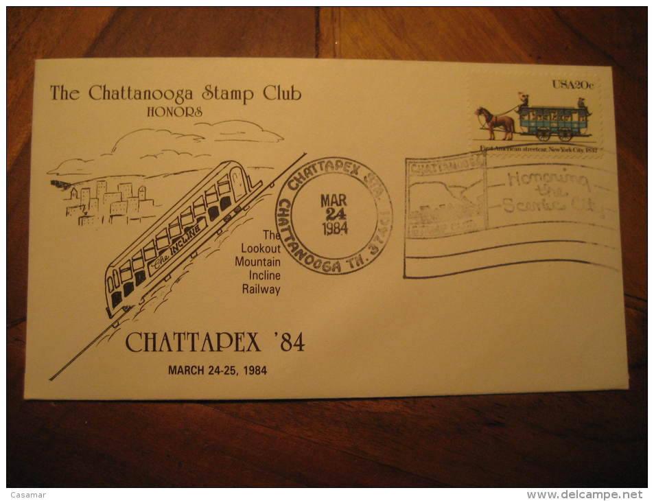 Chattanooga USA 1984 Mountain Tram Tramway Street Electric Cable Car Railway Trolley Streetcar Cancel Cover - Tramways