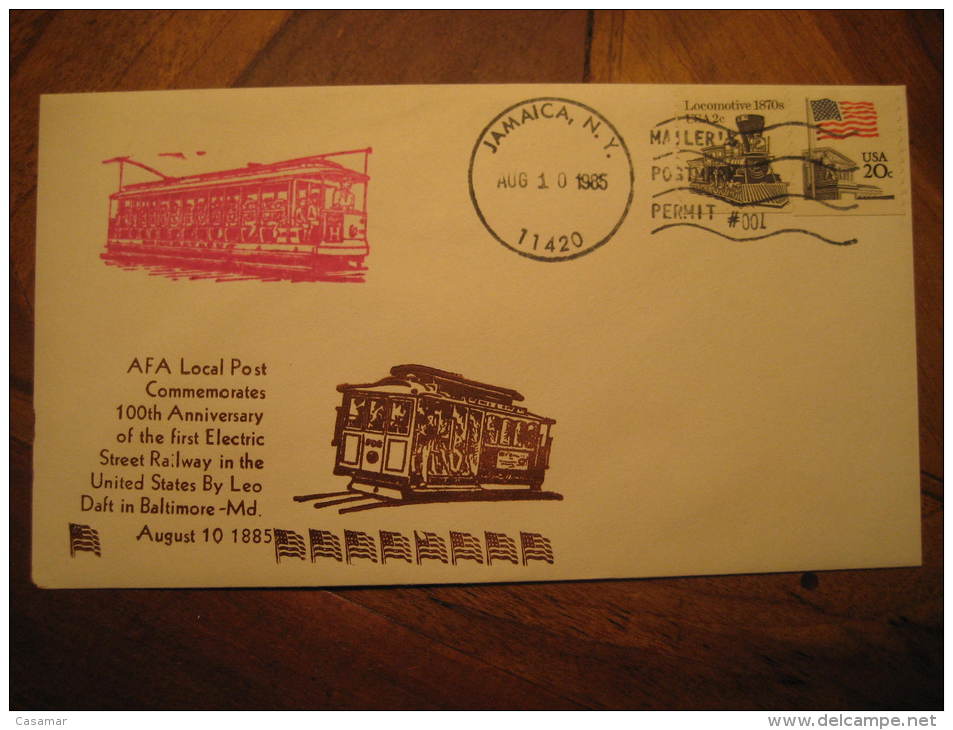 Jamaica Baltimore USA 1985 Tram Tramway Street Electric Cable Car Railway Trolley Streetcar Cancel Cover - Tramways