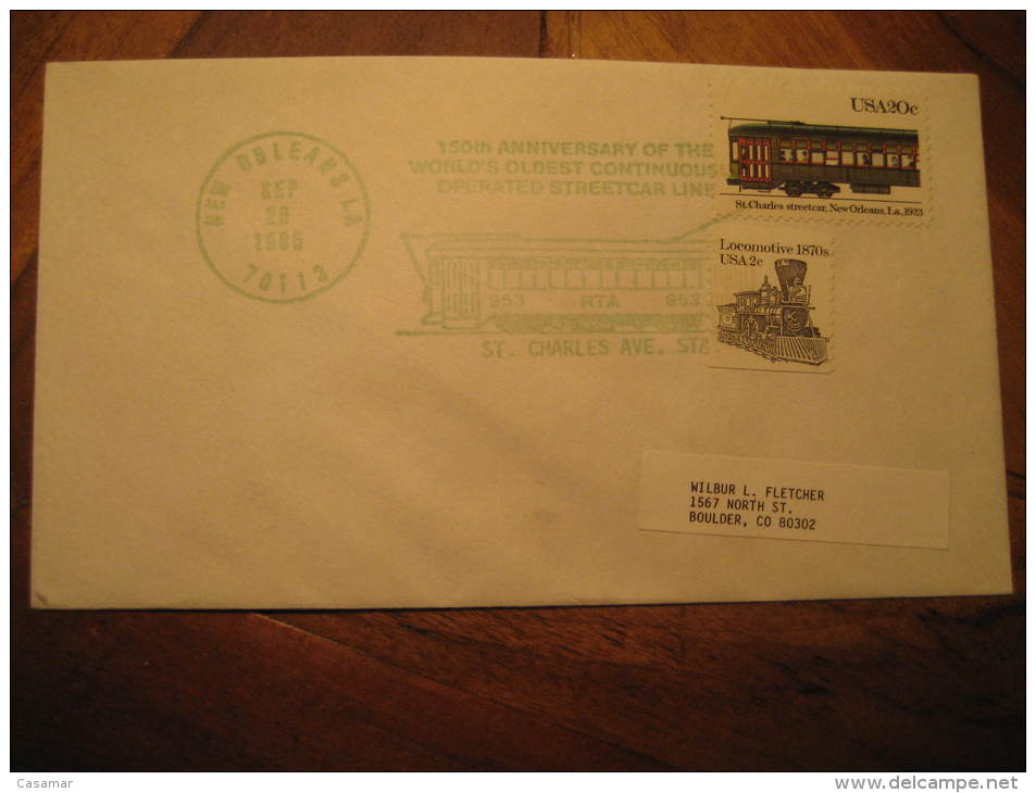 New Orleans USA 1985 Tram Tramway Street Electric Cable Car Railway Trolley Streetcar Cancel Cover - Tramways
