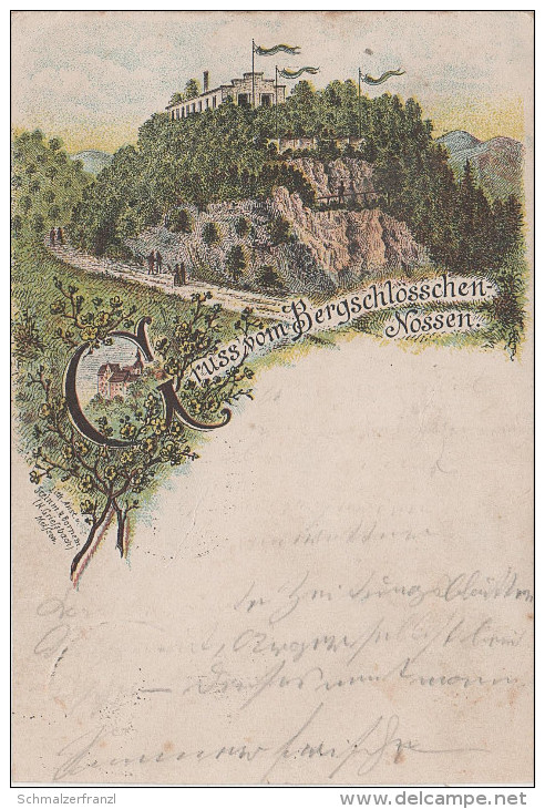 Litho AK Gruss Bergschlösschen Gasthof Einsiedler ? Bei Nossen Siebenlehn Deutschenbora Rosswein Triebischtal Marbach - Nossen