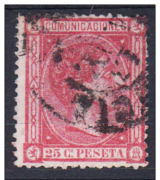 ESPAÑA  1875 ALFONSO XII Nº EDIFIL 166. 25 CENTIMOS ROSA  USADO.MUY BONITO.SES510 - Used Stamps