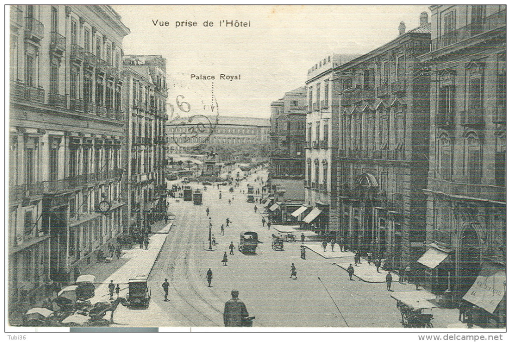 HOTEL ISOTTA E GENEVE, NAPOLI, B/N  ANIMATA , VIAGGIATA  1928, POSTE NAPOLI - ROMA - Napoli