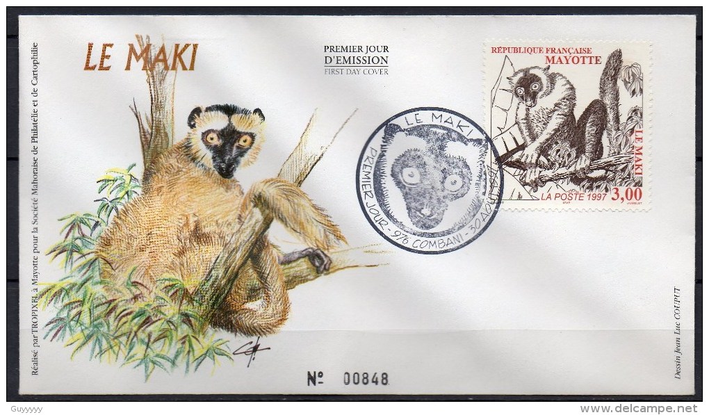 Mayotte - 1997 - FDC - Le Maki - Lettres & Documents