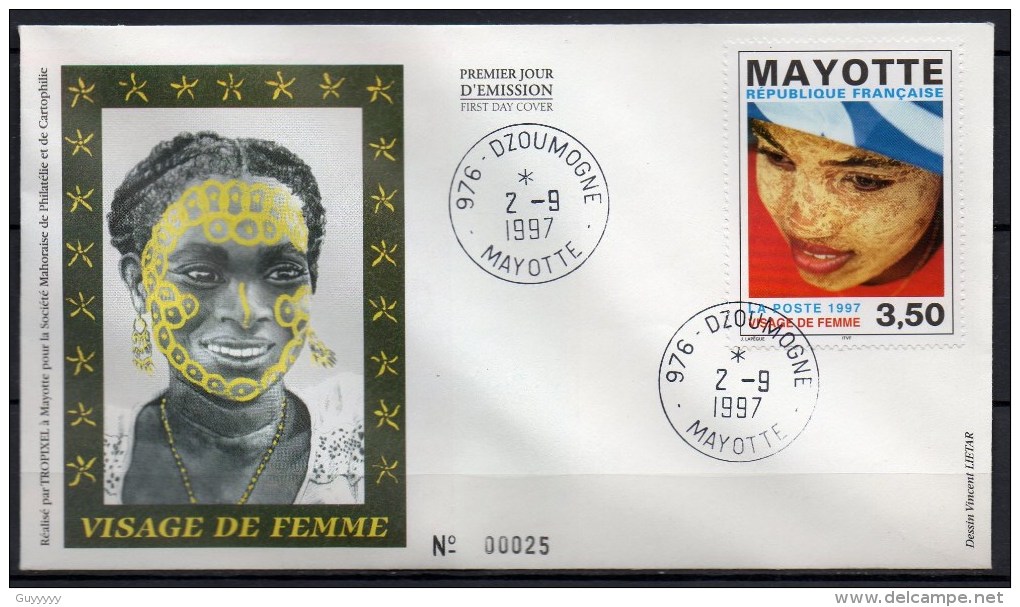 Mayotte - 1997 - FDC - Visage De Femme - Lettres & Documents