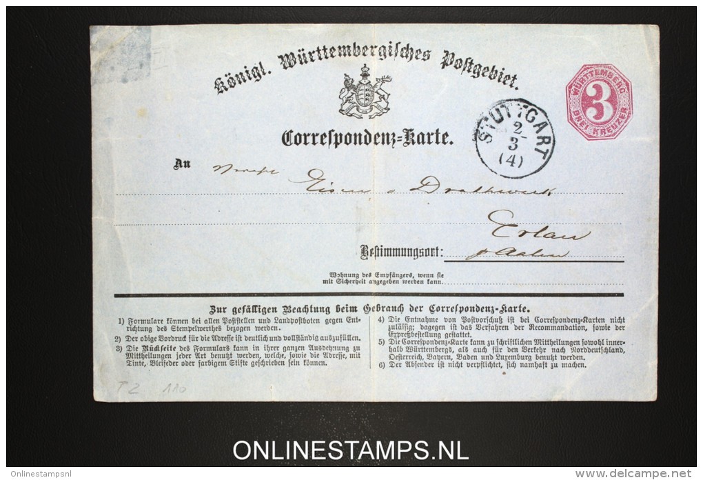 Germany Württemberg   Correspondenz Karte - Sonstige & Ohne Zuordnung