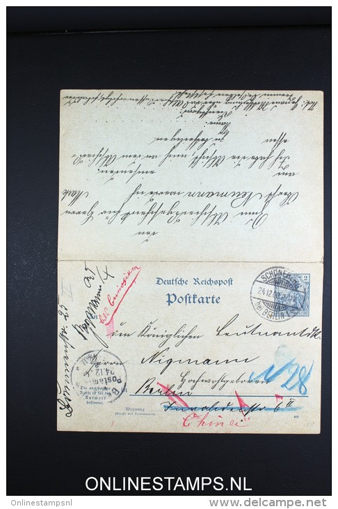 Germany: P 55 , Used From Schöneberg With Changed Address To China Mi Cat Value 150 Euro - Andere & Zonder Classificatie