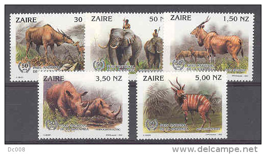 COB 1452/56 Animals Garamba Parc 1994  MNH - Neufs