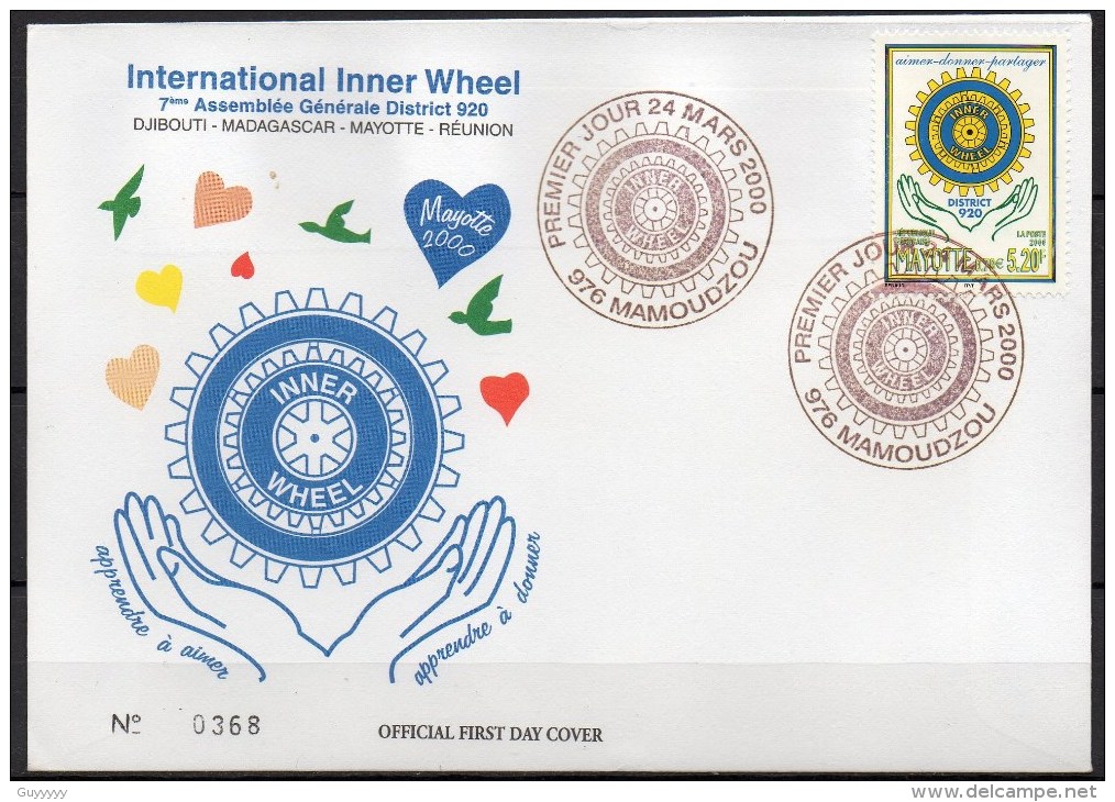 Mayotte - 2000 - FDC - Club Inner Wheel - Lettres & Documents