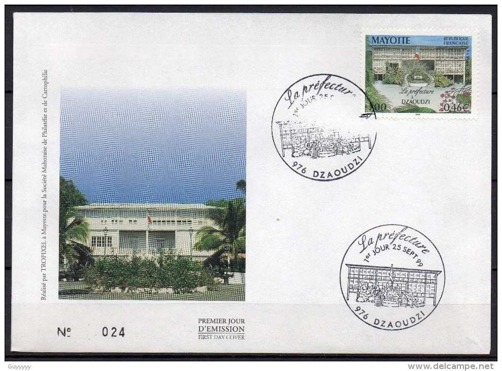 Mayotte - 1999 - FDC - La Préfecture - Briefe U. Dokumente