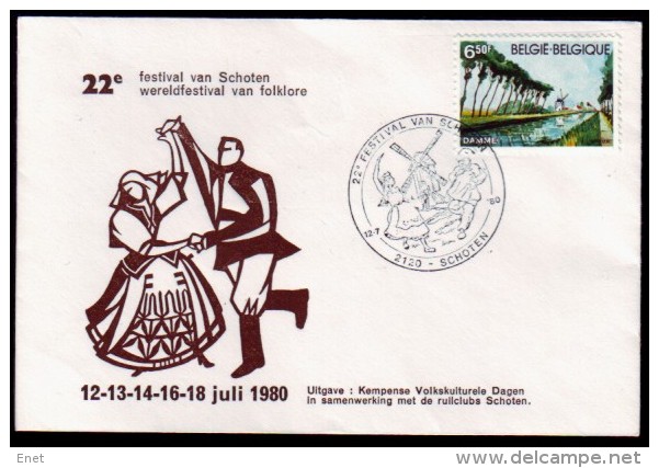 Belgien 1980 - Sonderstempel Schoten: Mühle Molen Mill (Damme) - Mühlen