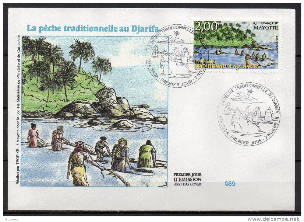 Mayotte - 1998 - FDC - La Pêche Traditionnelle Au Djarifa - Briefe U. Dokumente