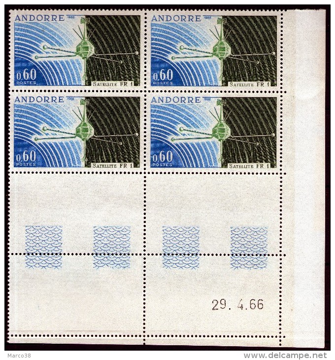 ANDORRE: N°177 ** En Bloc De 4 Coin Daté !!! - Unused Stamps