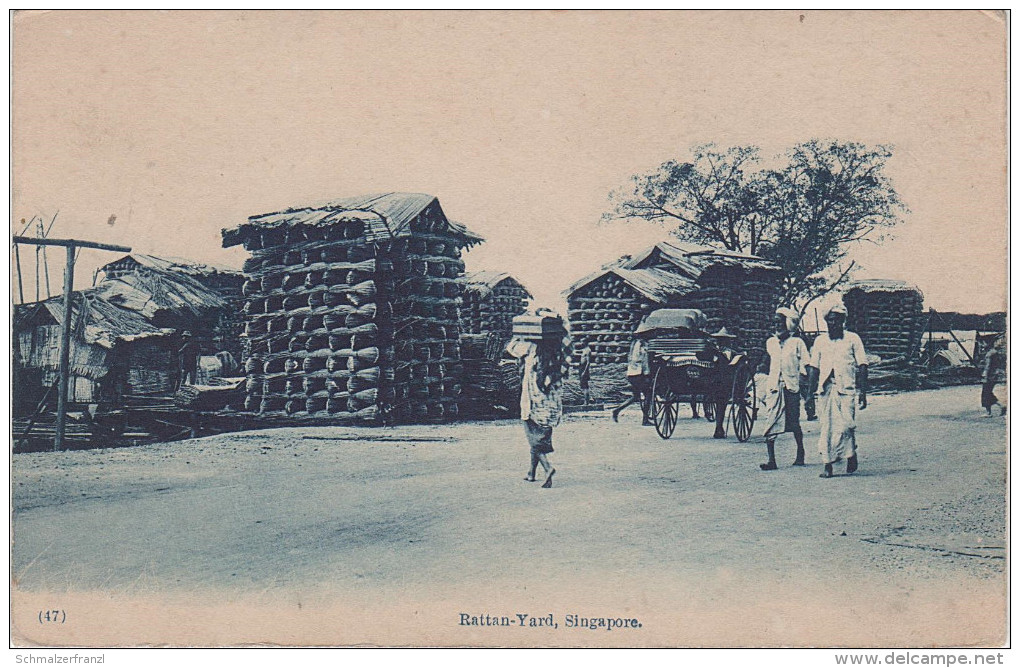 AK Singapur Singapore Rattan Yard Strasse ? Hafen ? Fabrik Lager ? Asia Asien Asie Commonwealth United Kingdom - Singapore