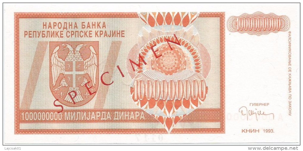 Croatia Knin Krajina 1.000.000.000 Dinara 1993. UNC SPECIMEN  P - R17 - Croatia