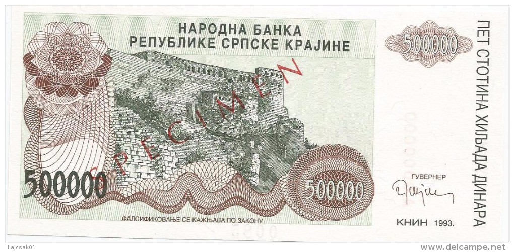 Croatia Knin Krajina 500.000 Dinara 1993. UNC SPECIMEN  P - R23 - Croatia