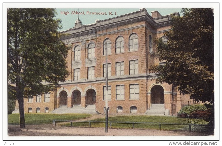 PAWTUCKET RI RHODE ISLAND~ HIGH SCHOOL BUIILDING ~ca 1910s Vintage Postcard [5788] - Pawtucket