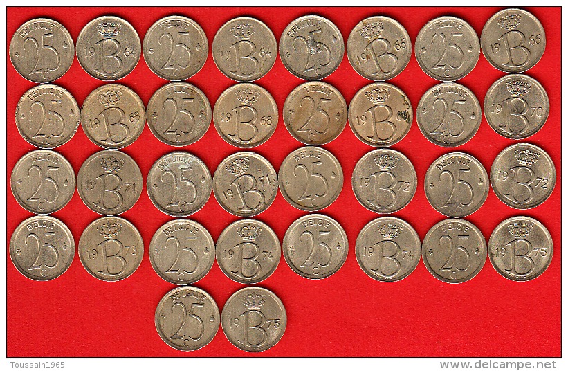 Lot De 17 Pièces  Monnaie  De Circulation (réf 128 ) 25 Centimes Cupro-nickel, Type Monogramme B - 25 Cent