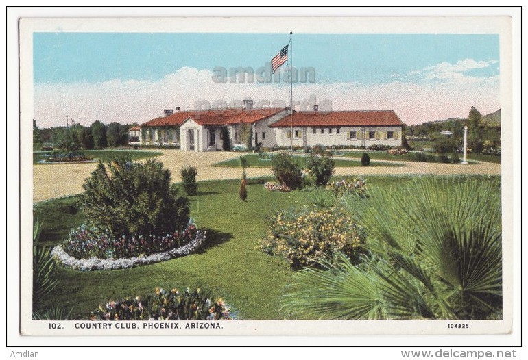 PHOENIX ARIZONA AZ COUNTRY CLUB BUILDING & PART OF GARDEN ~ 1920s Vintage Postcard [5792] - Phoenix
