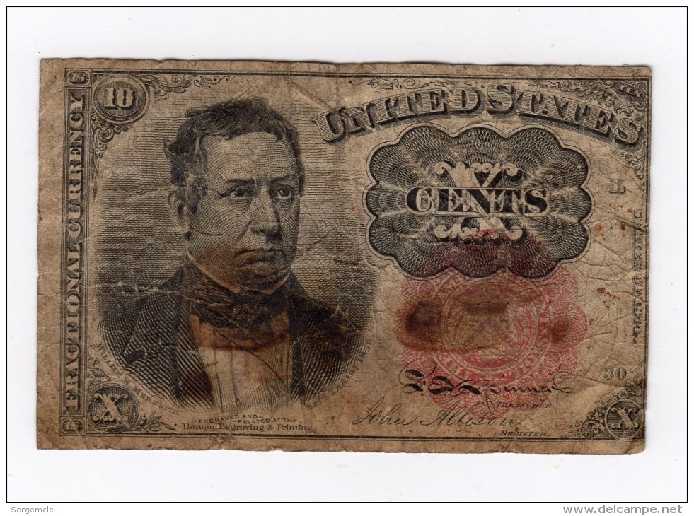 BILLET XIX ème 10 CENTS  Type 1863 Fractional Currency - 1874-1875 : 5° Emission