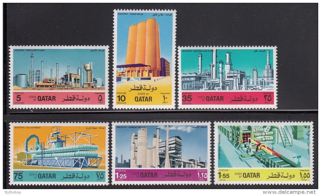 Qatar MH Scott #454-#459 Set Of 6 Industries - Fertilizer, Flour, Natural Gas, Oil, Cement, Steel - Qatar