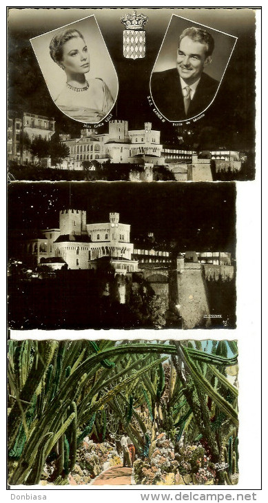 Principauté De Monaco / Monte-Carlo: Lot 4 Cartes Postales Voyagées 1940/53/56/62. Oblitérations, Timbres... - Verzamelingen