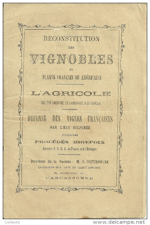 11 CARCASSONNE RECONSTITUTION DES VIGNOBLES L AGRICOLE VIGNES VINS AUDE - Collections