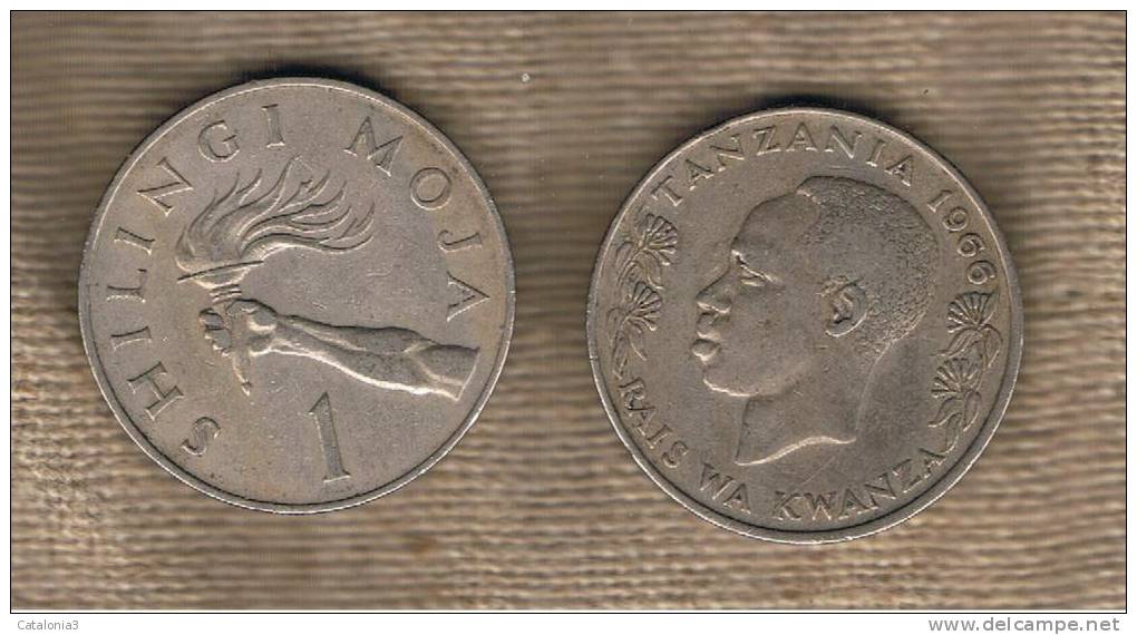 TANZANIA -  1 Shilling 1966  KM4 - Hand Holding Torch - Tanzanía