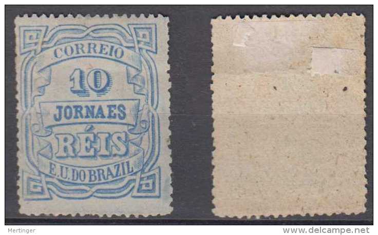 Brazil Brasil Mi# 94 * Mint 10R Jornais 1890 Perf. 13 - Unused Stamps