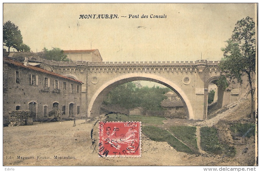 MONTAUBAN  Pont Des Consuls TTB  Carte Glacée Colorisée - Montclar De Quercy