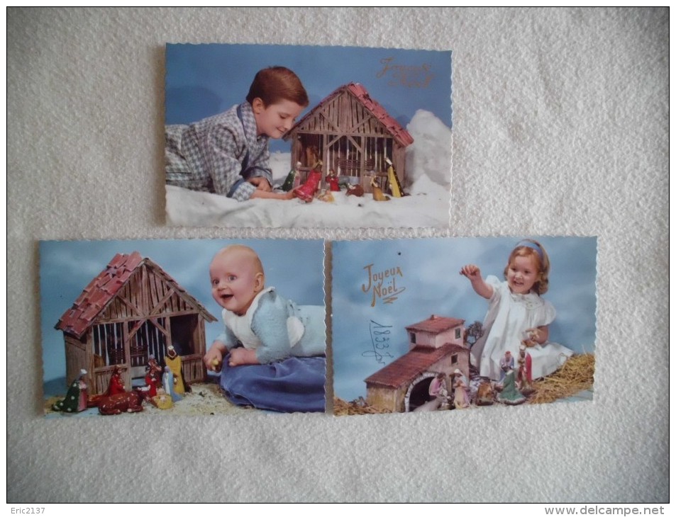 LOT 3 CARTES....JEUNES ENFANTS ET CRECHES...JOYEUX NOEL... - Autres & Non Classés