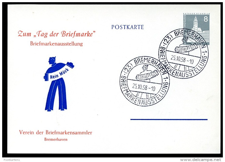 BERLIN PP16 B1/002 Privat-Postkarte Hein Mück Bremerhaven ** 1958  NGK 15,00 € - Privatpostkarten - Gebraucht