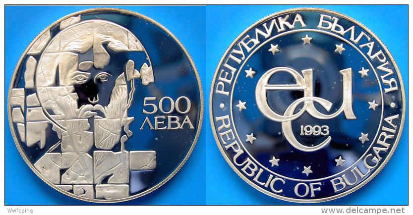 BULGARIA 500 L 1993 ARGENTO PROOF SILVER ST THEODOR STRATILAT PESO 33,625g TITOLO 0,925 CONSERVAZIONE FONDO SPECCHIO UNC - Bulgaria