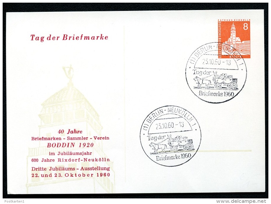 BERLIN PP17 D2/002 Privat-Postkarte TAG DER BRIEFMARKE Sost. 1960  NGK 15,00 € - Private Postcards - Used