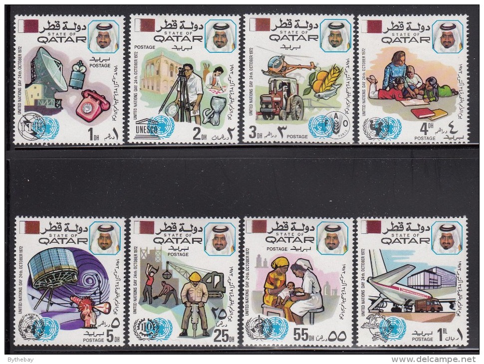 Qatar MH Scott #323-#330 Set Of 8 United Nations Day - ITU, UNESCO, FAO, UNICEF, WMO, ILO, WHO, UPU - Qatar