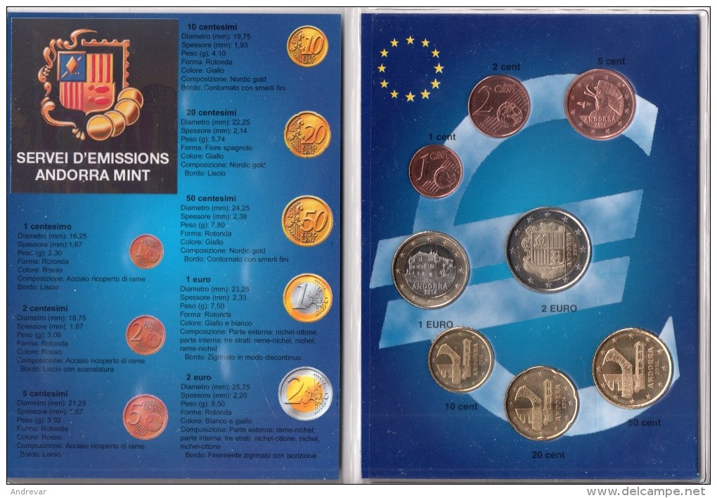 ** EUROS ANDORRE **     NOUVEAU Et RARE BLISTER      6+2 Piéces NEUVES Officielles  §   UNC - Andorre