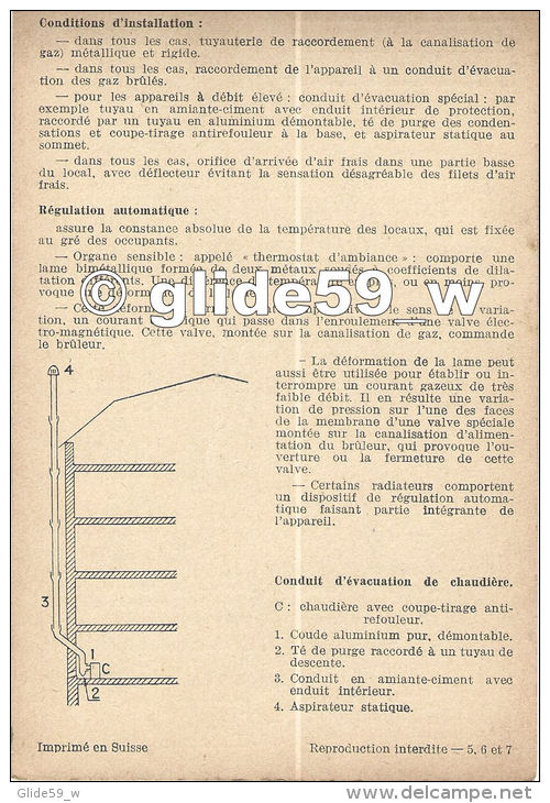 Chauffage Et Eclairage - Gaz - Chauffage Des Locaux - La Documentation Ménagère Permanente (1945-1946) - Fichas Didácticas