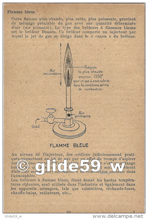 Chauffage Et Eclairage - Gaz - Combustion - La Documentation Ménagère Permanente (1945-1946) - Fichas Didácticas