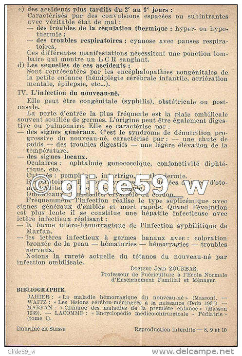 Puériculture - (Le) Nouveau-né Pathologique (fiche 2) - La Documentation Ménagère Permanente (1945-1946) - Fiches Didactiques