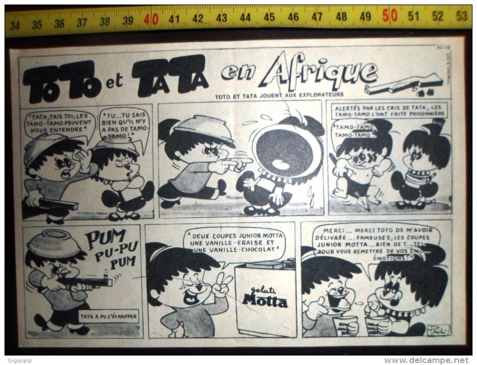 PUB PUBLICITE GLACE GELATI MOTTA HISTOIRE ILLUSTREE TOTO TATA EN AFRIQUE - Collections