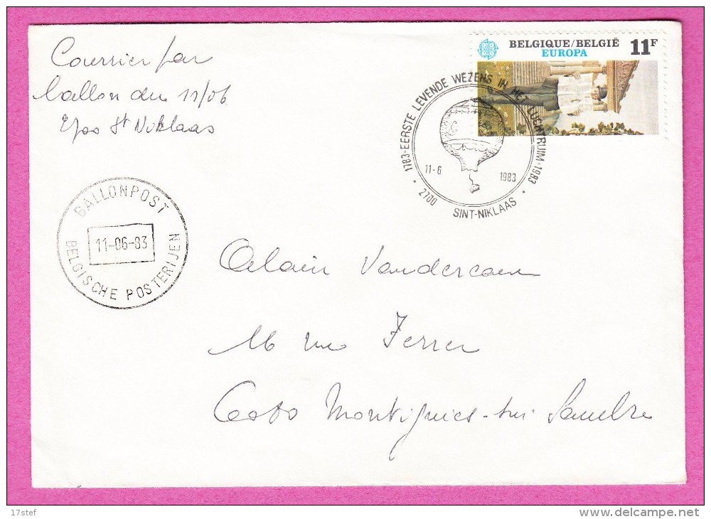 BELGIQUE BELGIUM - 1983 - Courrier Par Ballon - Mail Balloon -  Luftschiff Post - Briefe U. Dokumente