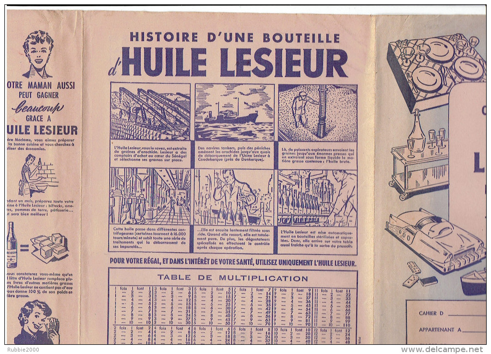 PROTEGE CAHIER PUBLICITE HUILE LESIEUR HISTOIRE D UNE BOUTEILLE - L