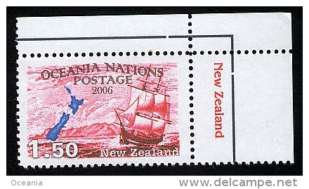 Oceania Nations Map Of New Zealand And Captain Cook Sailing Ship - Other & Unclassified