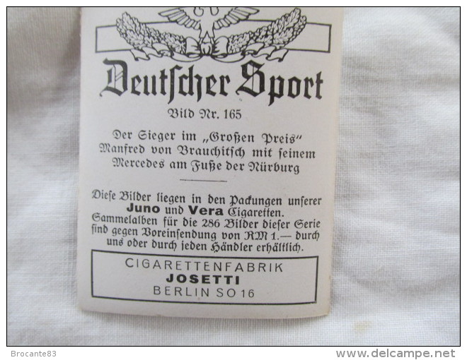 DEUTFCHER SPORT DER EIGER IM GROHEN DREIS MANFRED VON BRAUCHITFCH MERCEDES AM FUKE CARTE CIGARETTE JOSETTI - Trading Cards