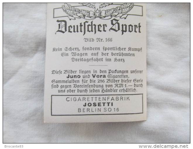 DEUTFCHER SPORT KEIN ECHERZ FONDERN FPORTLICHER KAMPF  CARTE CIGARETTE JOSETTI - Trading-Karten