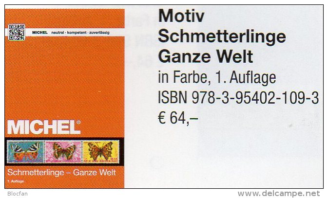 Schmetterlinge Ganze Welt MICHEL Motiv-Katalog 2015 Neu 64€ Color Topics Butterfly Catalogue The World 978-3-95402-109-3 - Nature