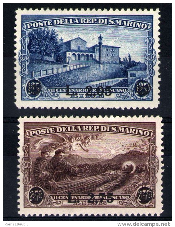 SAN MARINO 1936 SAN FRANCESCO SOP.TI ** MNH LUSSO - Unused Stamps