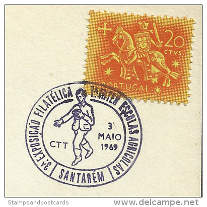 Portugal Cachet Commemoratif Expo Philatelique Ecole Agricole Santarém 1969 Philatelic Expo Agriculture School Event Pmk - Flammes & Oblitérations