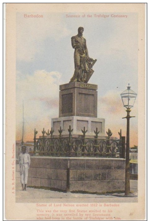 CPA BARBADES BARBADOS BRIDGETOWN Statue Of Lord Nelson 1904 Tinted - Barbades