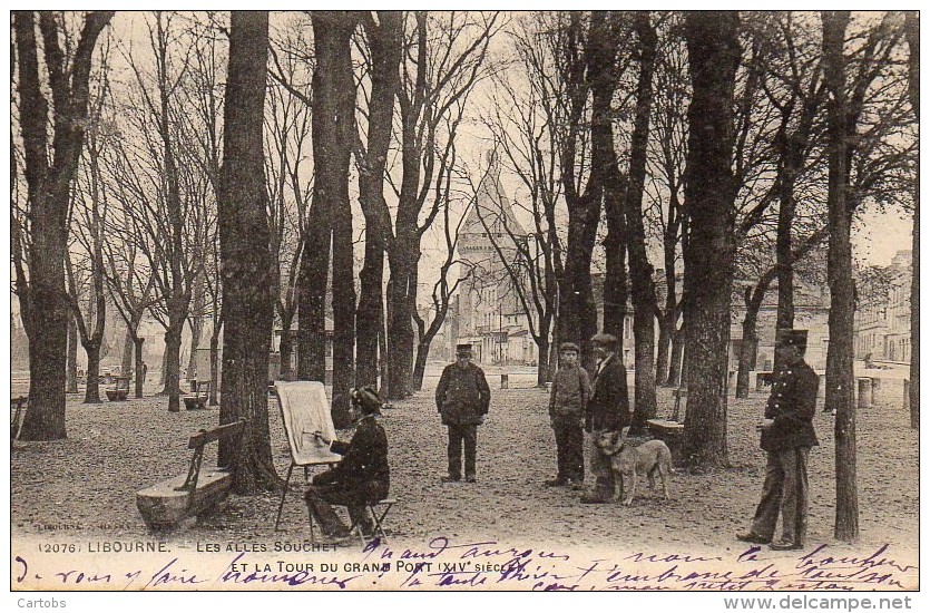 33 LIBOURNE Les Allées Souchet  Et La Tour Du Grand Pont - Libourne