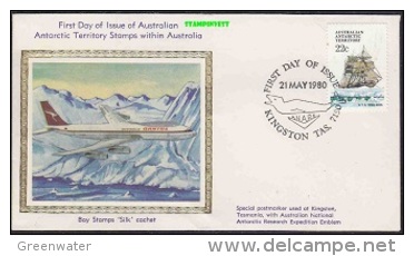 AAT 1980 Sailing Ship 1v FDC "Silk" (20111) - FDC